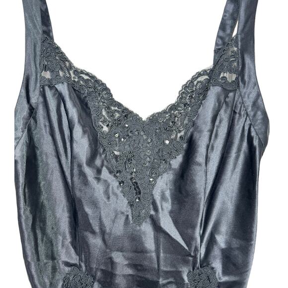 Vintage Y2K Victoria's Secret Slip Dress Teddy Medium M Black Embellished Satin - Picture 3 of 7